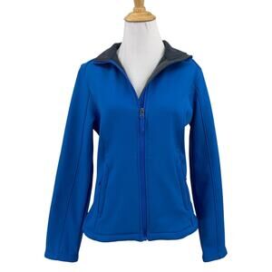 TSLA Jacket Womens XS Extra Small Blue Full Zip Pocket Softshell Fleece Lined